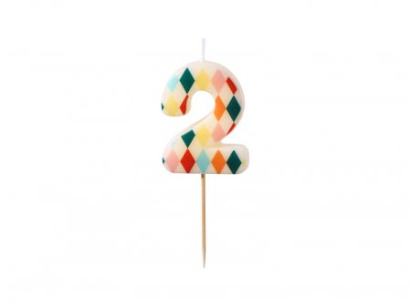 ARTICOLE PARTY - PD LUMANARI TORT Birthday candle, Number 2, Rhombus, 5.5cm, mix SCU15-2