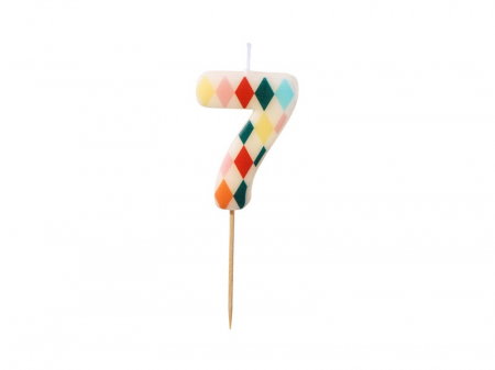 ARTICOLE PARTY - PD LUMANARI TORT Birthday candle, Number 7, Rhombus, 5.5cm, mix SCU15-7