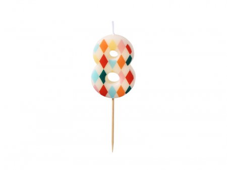 ARTICOLE PARTY - PD LUMANARI TORT Birthday candle, Number 8, Rhombus, 5.5cm, mix SCU15-8