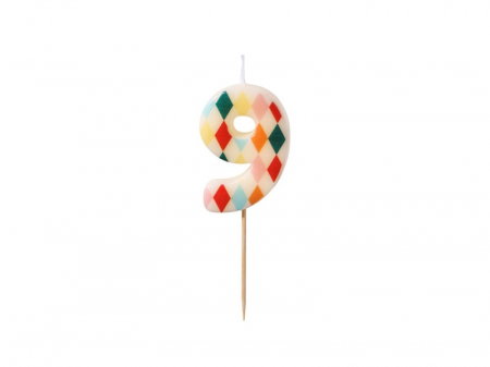 ARTICOLE PARTY - PD LUMANARI TORT Birthday candle, Number 9, Rhombus, 5.5cm, mix SCU15-9