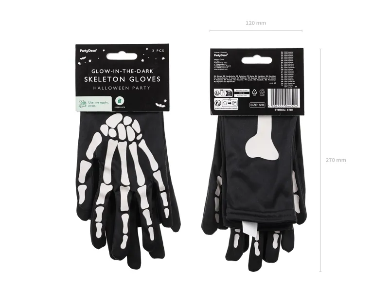MANUSI HALLOWEEN, GLOW IN THE DARK , NEGRE, S-M STD7 [2]