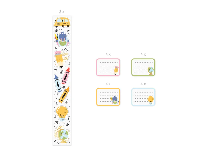 MINI ROLA STICKERE 5.8x7.8CM, 19 BUC, SCHOOL, MIX, NR3 [6]