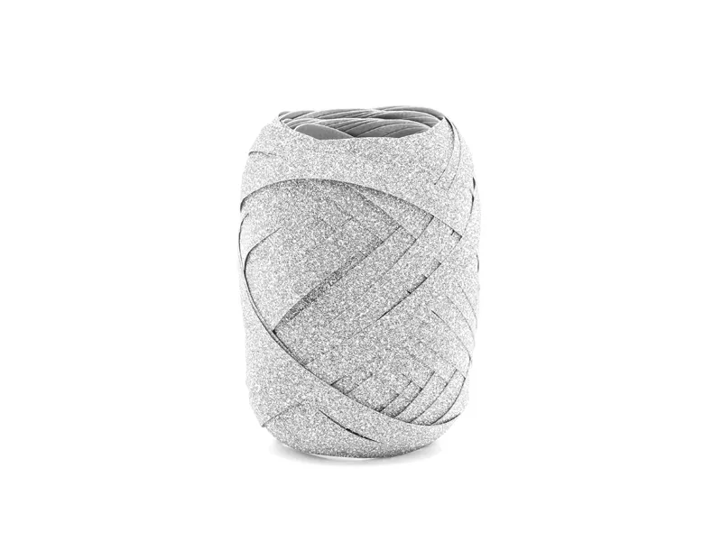 Snur Rafie pentru flori - PANGLICA PLASTIC, ribbon, silver, 5mm/10m PRB5-10-018