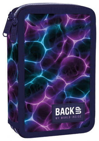 Penare, Etuiuri, Necessaire - Penar Echipat 2 Fermoare BackUp Neon Waves