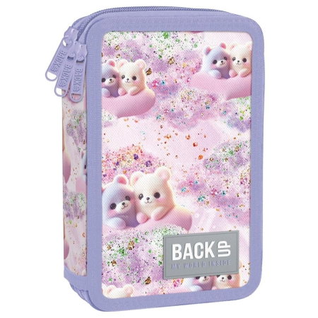 Penare, Etuiuri, Necessaire - Penar Echipat 3 Fermoare BackUP Pastel Teddy Bear