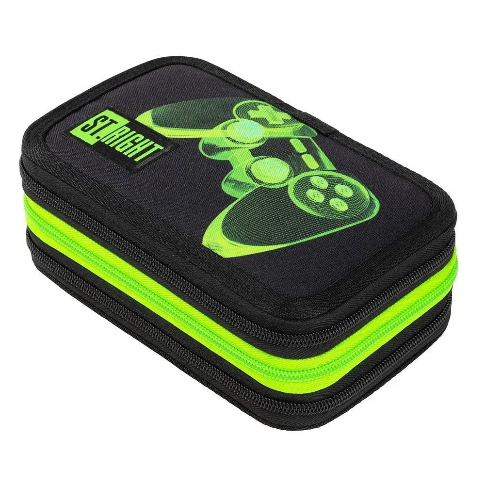 Penare, Etuiuri, Necessaire - Penar Echipat 3 Fermoare St.Right Green Level 301377