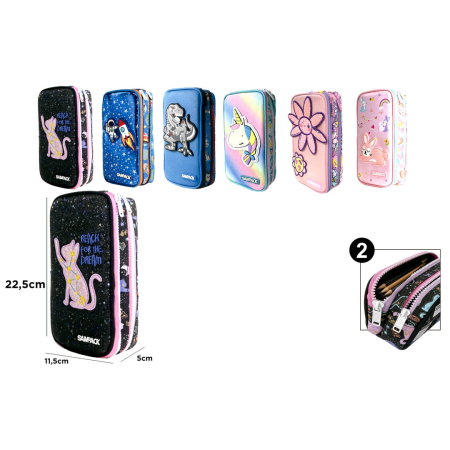 Penare, Etuiuri, Necessaire - Penar IPB 3 Fermoare Diverse Modele Sampack SA042 Neechipat