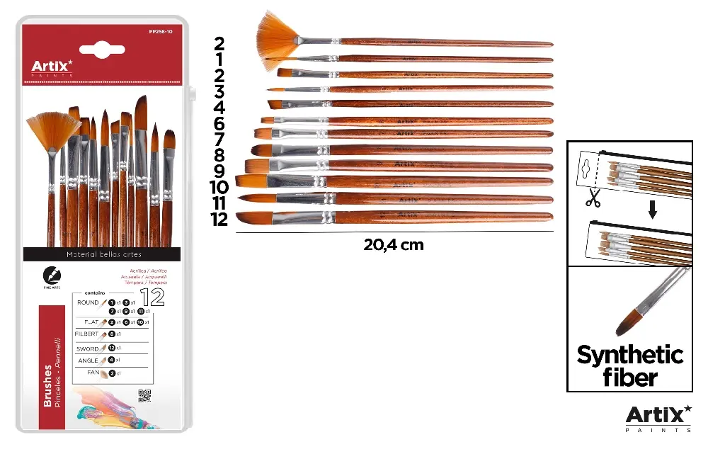 Pensule scolare set - PENSULE IPB PENTRU SABLOANE 12/SET NR.2,1,2,3,4,6,7,8,9,10,11,12 PP258-10