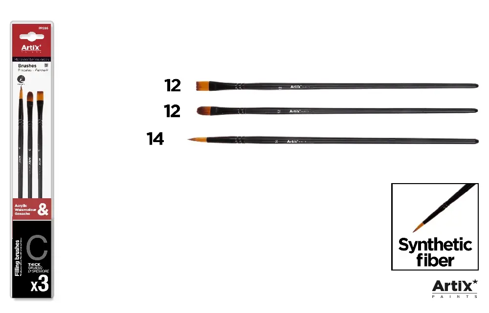 FINE ARTS&GRAPHICS - PENSULE IPB PROFESIONALE 3/SET NR.12 DREPT, NR.12 LIMBA DE PISICA, NR.14 ASCUTIT PP286
