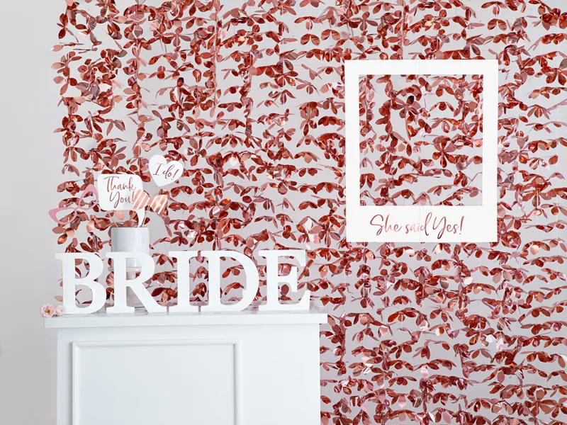 Articole Nunta, Bridal Party - Perdea Decorativă Flori Aur Roz 100x210cm GNT1-019R