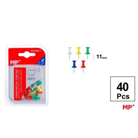 Pioneze - Pioneze Colorate Panou Plută 11mm, 40 buc/set