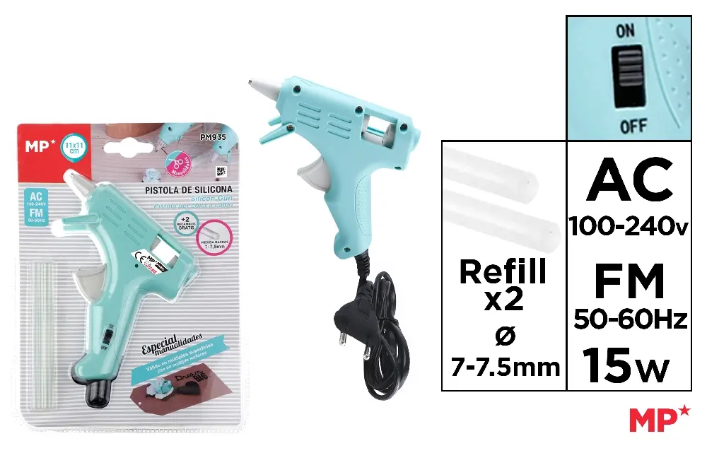 ARTICOLE DE BIROU - PISTOL DE LIPIT CU SILICON IPB 100-240V 7*7.5MM + 2 REZERVE PM935
