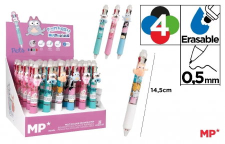Instrumente pentru scris kids - PIX CU RADIERA IPB 0.5MM 4 CULORI ANIMALE PE184-05