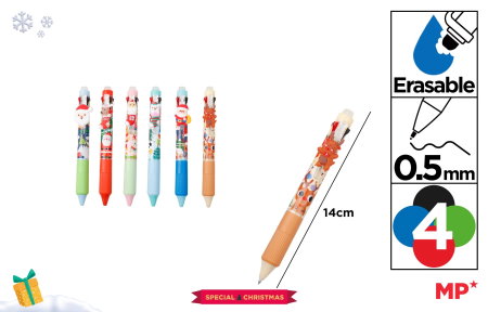 Articole de Papetarie Craciun - PIX CU RADIERA IPB 0.5MM 4 CULORI MOTIV CRACIUN CH57032