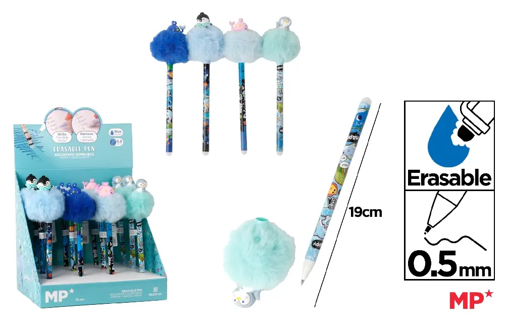 Instrumente pentru scris kids - PIX CU RADIERA IPB FANTASY POM POM ANIMALE MARINE PE237-04