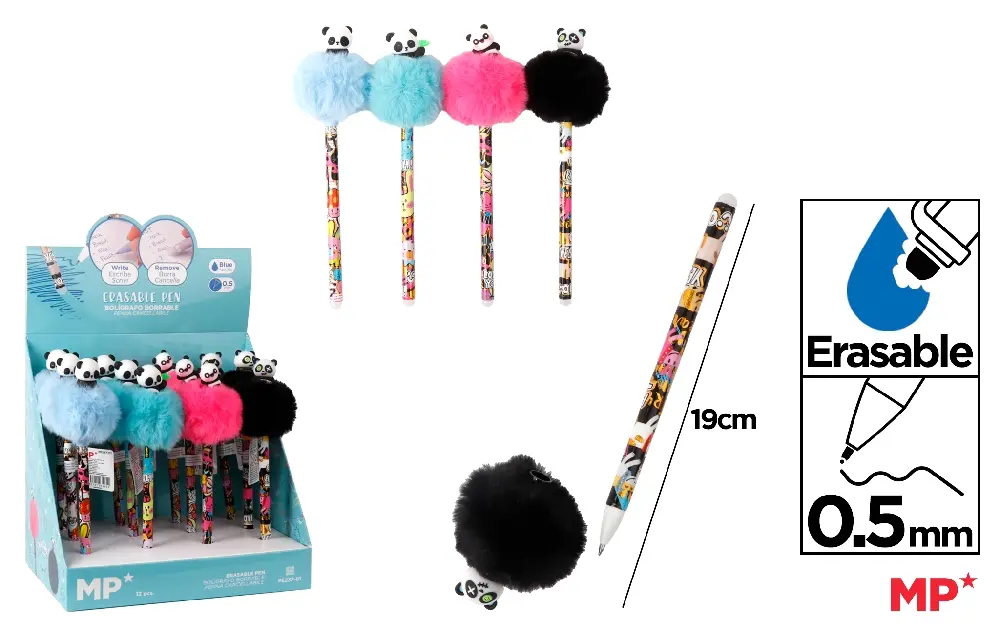 Articole papetarie pentru copii - PIX CU RADIERA IPB FANTASY POM POM PANDA PE237-01