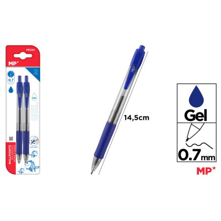 Pixuri cu gel - Set 2 Pixuri Gel IPB 0.7mm Click Albastru PE224
