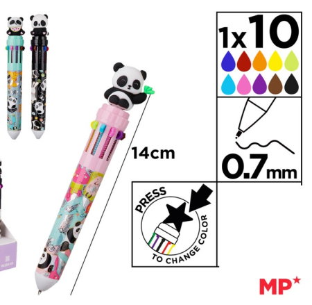 Articole papetarie pentru copii - Pix IPB 10 Culori Fantasy Panda PE253-43