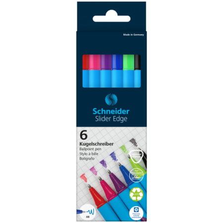 Pixuri cu gel - Set 6 Pixuri Schneider Slider Edge XB Diverse Culori PGE121