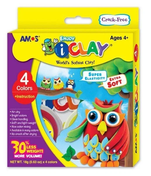 Foam clay, silk clay - Plastilina Amos 4 Culori / Set 18g / Buc P86