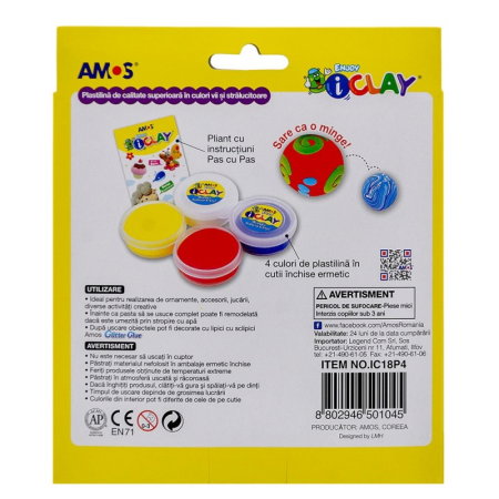 Plastilina Amos 4 Culori / Set 18g / Buc P86 [4]