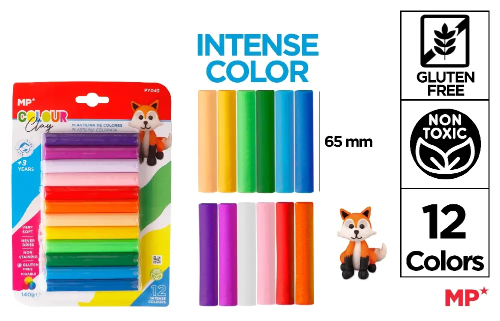 Plastilina, Planseta plastilina - PLASTILINA SOFT IPB 140GR 12/SET CULORI INTENSE PY043