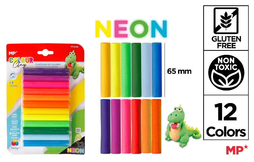Plastilina, Planseta plastilina - PLASTILINA SOFT IPB 140GR 12/SET CULORI NEON PY045