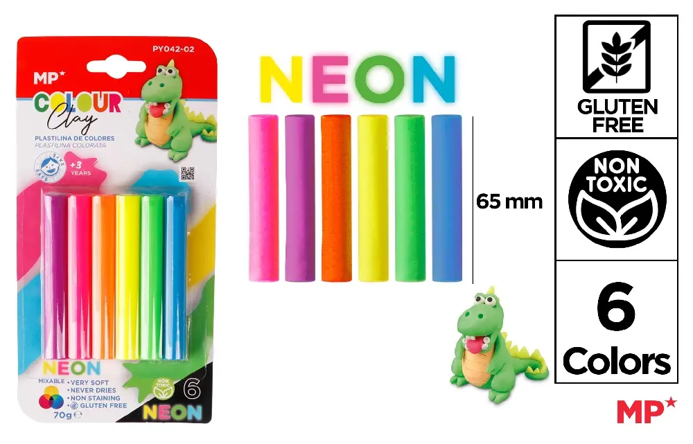 Plastilina, Planseta plastilina - PLASTILINA SOFT IPB 70GR 6/SET CULORI NEON PY042-02