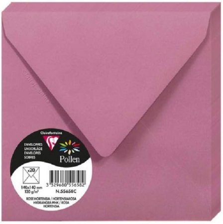 HARTIE PRODUSE DIN HARTIE - Set 20 Plicuri Pătrate Clairefontaine Roz Hortensie 14x14