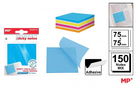 Notite autoadezive - POST IT ADEZIV TRANSLUCID IPB 75*75MM 150/SET MIX PN347-01