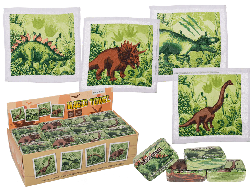 Articole pt activitati in aer liber - Prosop Magic din Bumbac cu Dinozauri 30x30cm