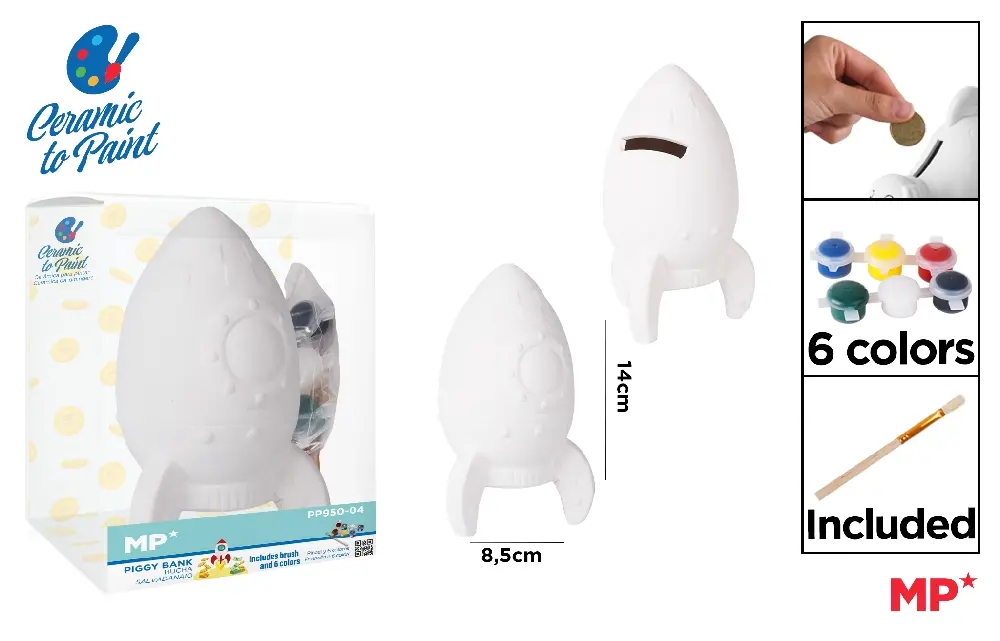 Ceramica - PUSCULITA CERAMICA IPB PENTRU PICTAT, 6 CULORI + PENSULA PP950-04