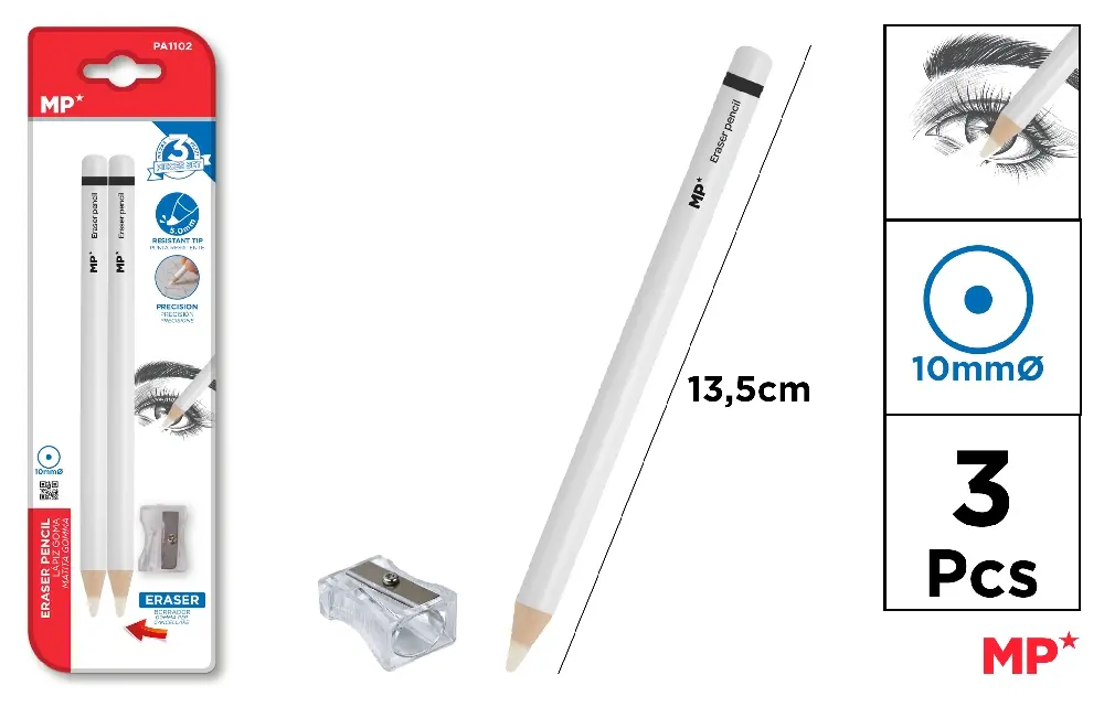 RECHIZITE SCOLARE IPB - RADIERA TIP CREION IPB PENTRU SCHITE SI DESENE 2/SET + ASCUTITOARE PA1102