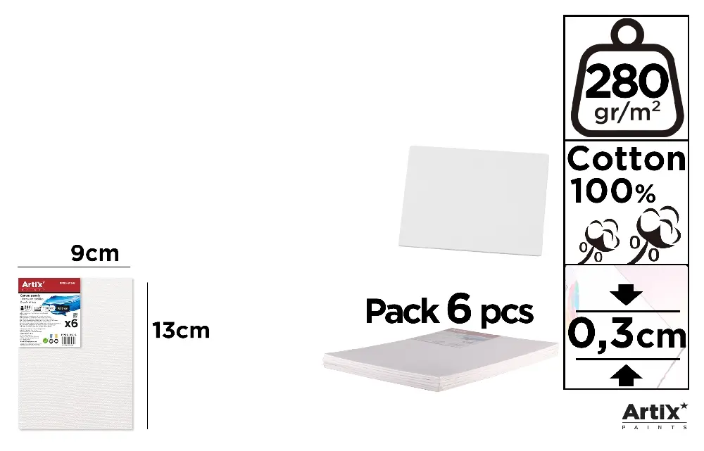 Panza/ Carton panzat pentru pictura - RAMA CU PANZA IPB 9*13CM 280GR 6/SET PP95-913-6