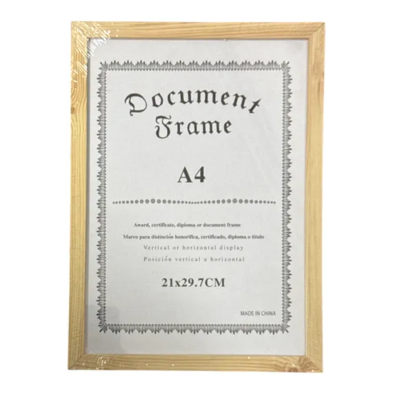 MIJLOACE DE PREZENTARE - Ramă Foto A4 Diplomă Natur / Maro Ramă Lată 21x29.7 cm