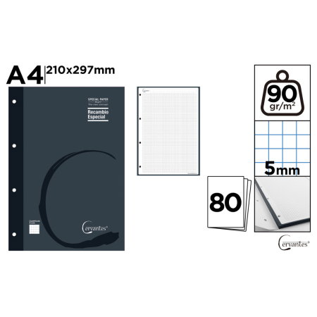 Articole papetarie pentru copii - Rezervă Caiet Mecanic A4 IPB 80 File 90gr Pătrățele Negru PB235-08 - Cervantes