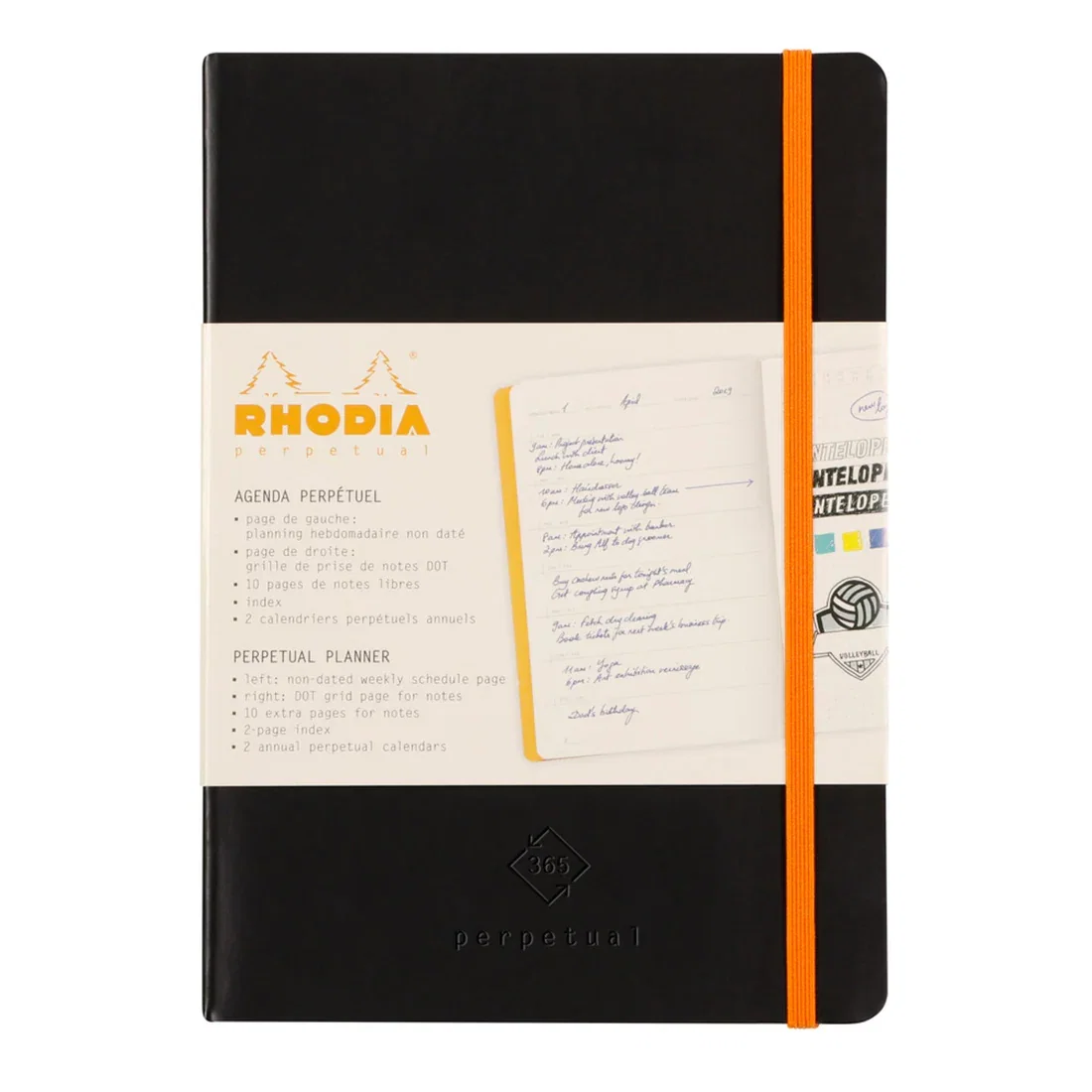 RH AGENDA A5 CU ELASTIC 64F SAPTAMANALA NEDATATA RHODIA PERPETUAL PIELE NEAGRA 117182C [6]