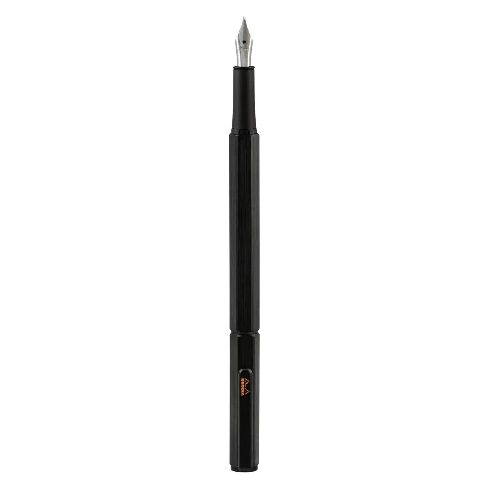 STILOU RHODIA SCRIPT METALIC NEGRU PENITA F + TRAGATOR CERNEALA 9354C [7]
