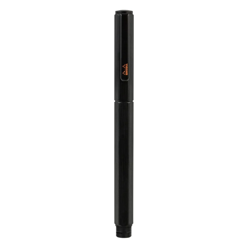 STILOU RHODIA SCRIPT METALIC NEGRU PENITA F + TRAGATOR CERNEALA 9354C [4]