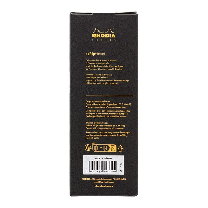 STILOU RHODIA SCRIPT METALIC NEGRU PENITA M + TRAGATOR CERNEALA 9339C [6]