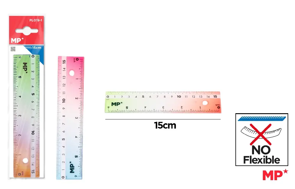 Rigle, echere si raportor plastic - RIGLA IPB 15CM PLASTIC COLOR PL019-1