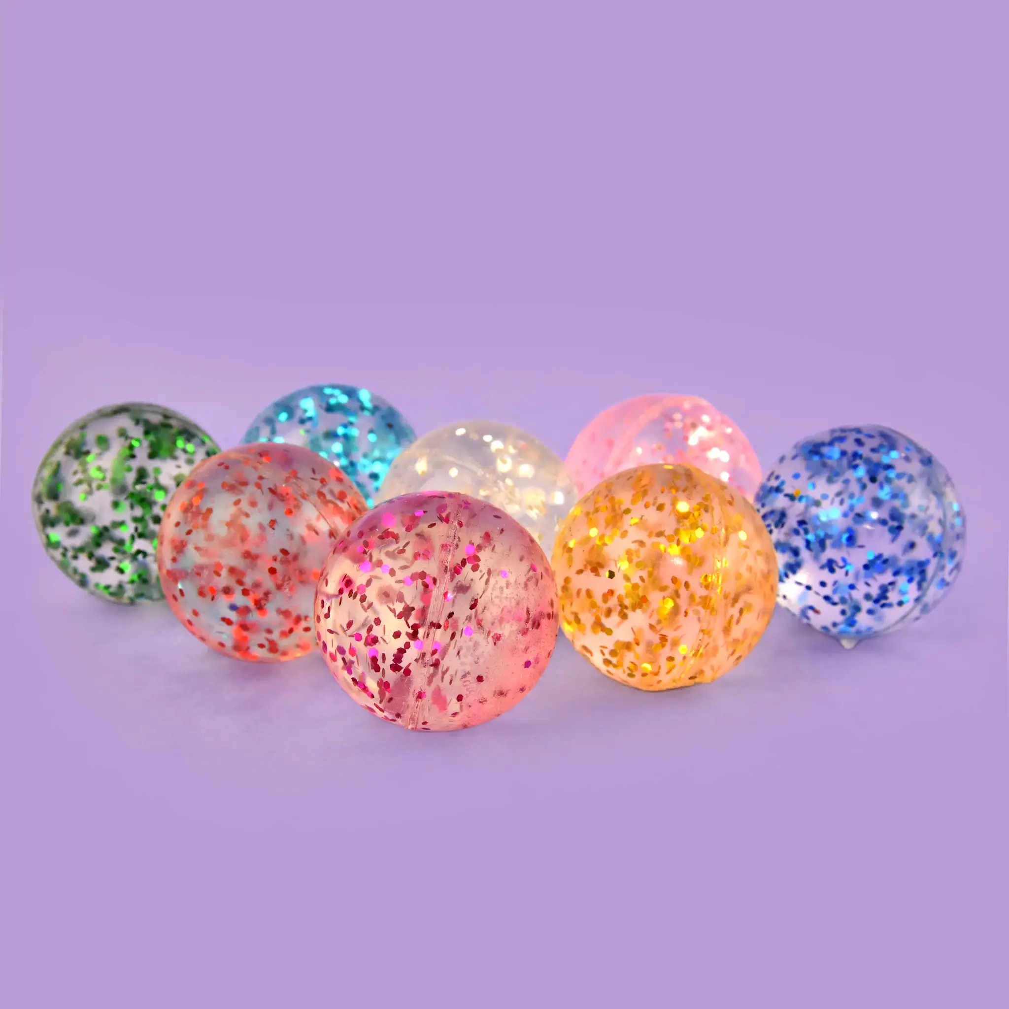 Jucarii - Mingiuțe Săritoare 2,6cm Glitter Set 7buc 54248 - ipb.ro
