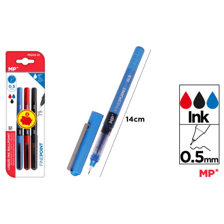 INSTRUMENTE DE SCRIS - Roller IPB X5 Gel 0.5mm 3/Set Negru/Rosu/Albastru PE240-01