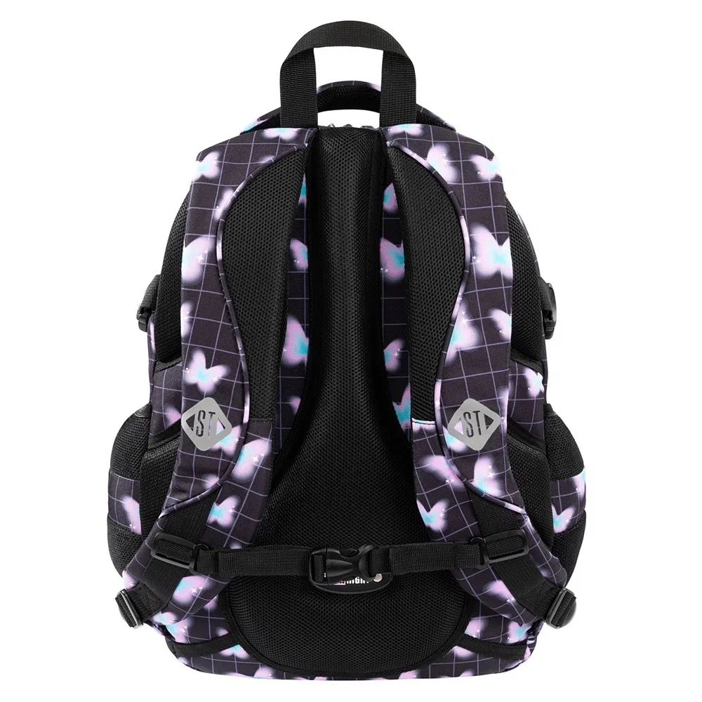 Rucsac școală St.Right Pastel Butterfly, ghiozdan tip rucsac impermeabil cu 4 compartimente, pentru gimnaziu, liceu, facultate și drumeții, disponibil pe IPB. [2]