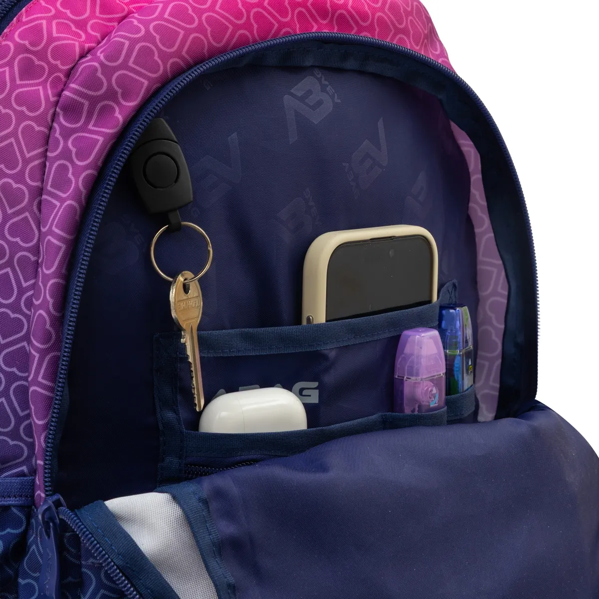 Rucsac Școlar 3 Compartimente ABAG Hexagon PinkOmbre AB200 [5]