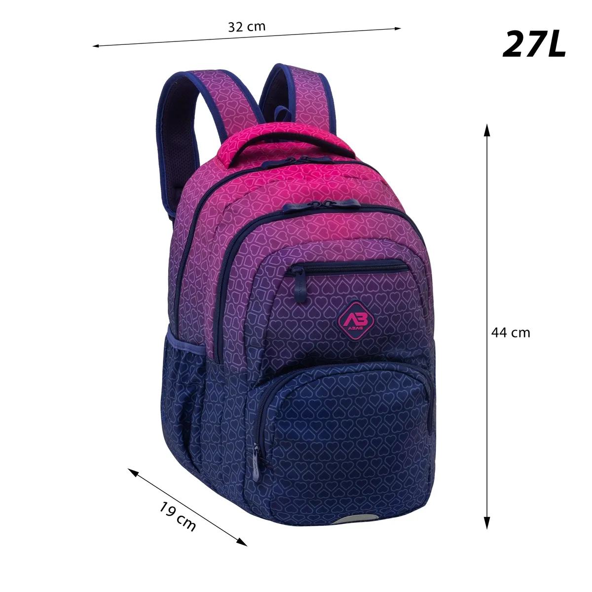 Rucsac Școlar 3 Compartimente ABAG Hexagon PinkOmbre AB200 [2]