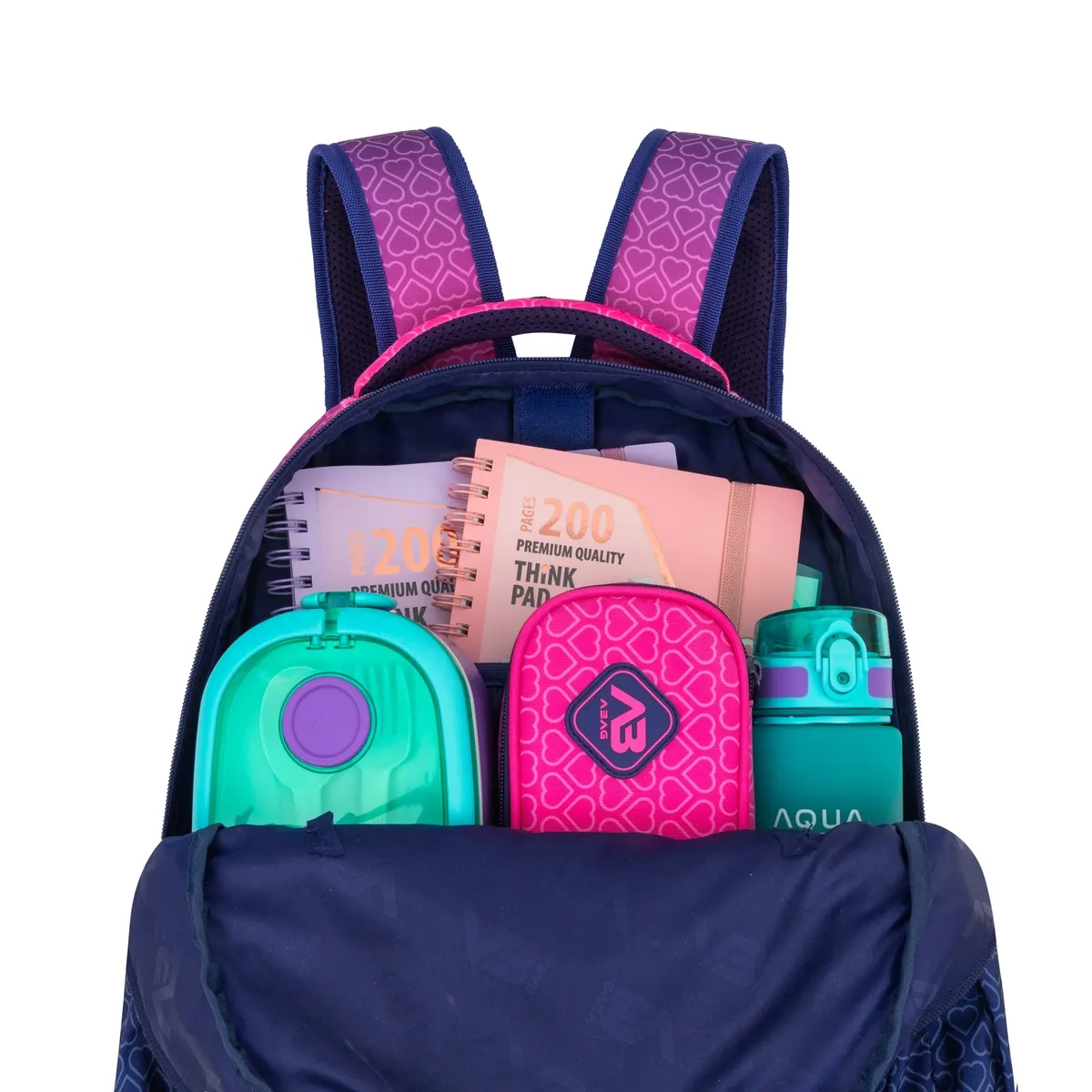 Rucsac Școlar 3 Compartimente ABAG Hexagon PinkOmbre AB200 [7]