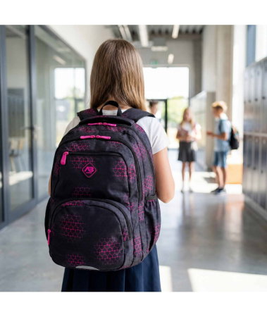 Rucsac Scolar 3 Compartimente Pink Hearts AB200 [2]