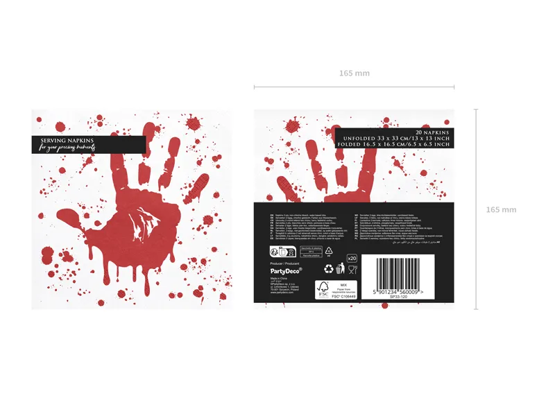 Servetele Hartie 33x33cm Bloody Hand 20/set SP33-120 [6]