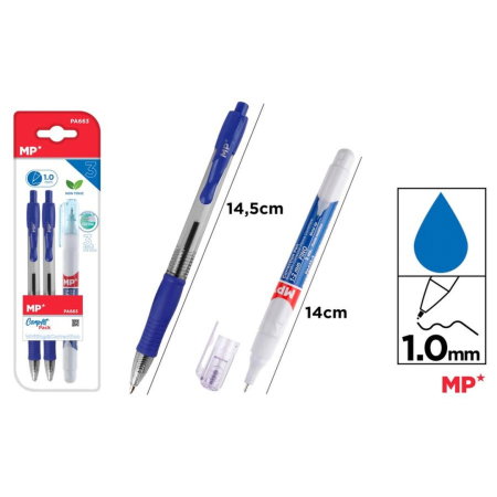 Seturi scolare - Set Scris IPB PA663: 2 Pixuri Gel 1.0mm & Corector Fin